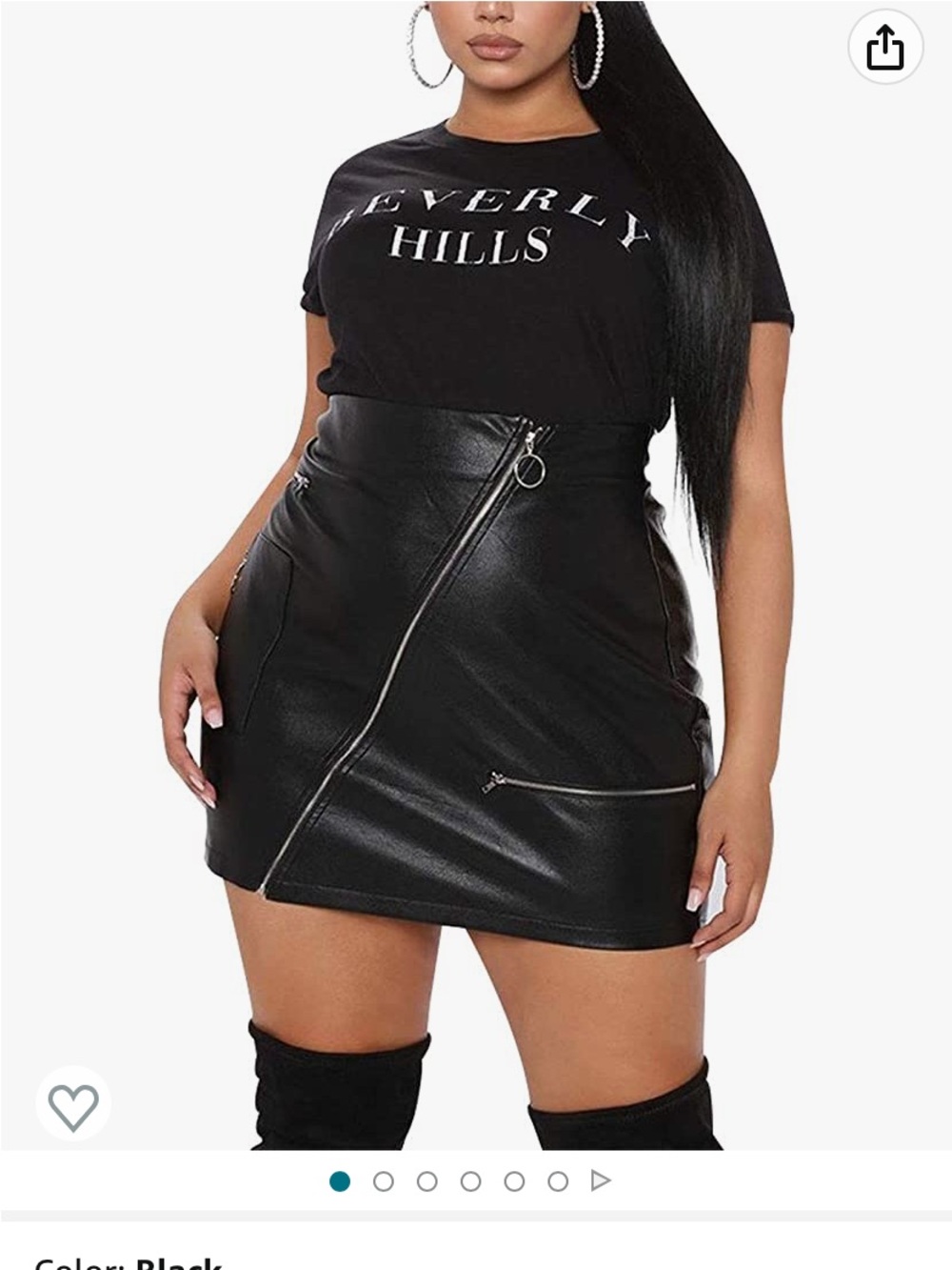 Everly Black Faux Leather Zipper Mini Skirt